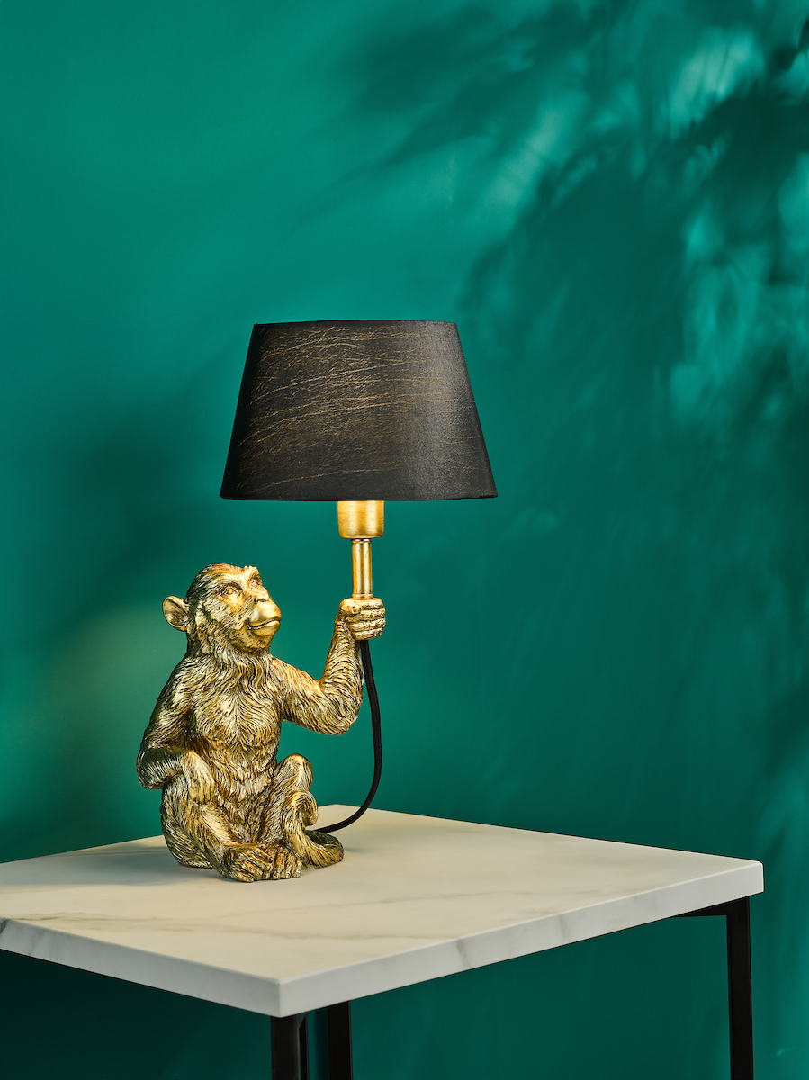 Dar Zira Monkey Table Lamp Gold With Shade
