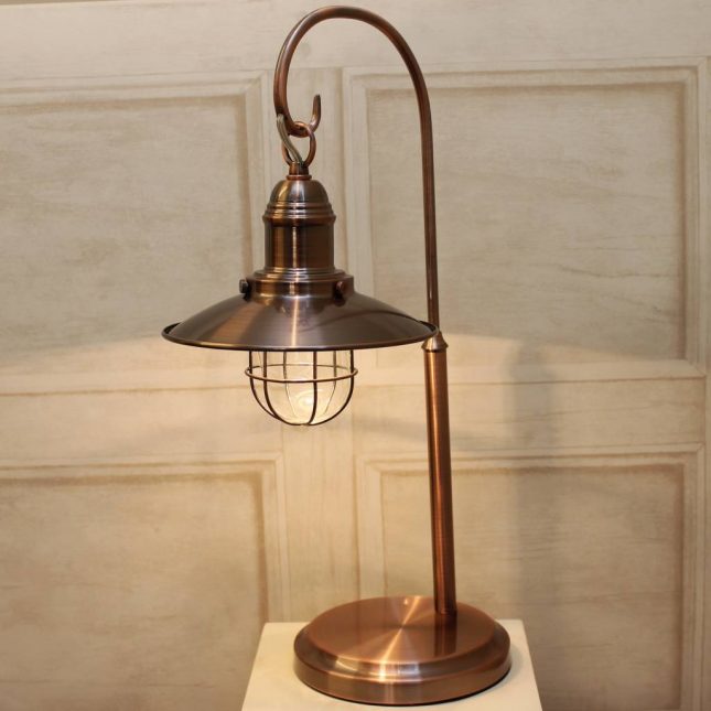 Där Terrace Antique Copper Table Lamp, Fisherman Table Lamp