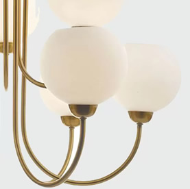 Indra 9 Light Natural Brass Pendant With Opal Glass